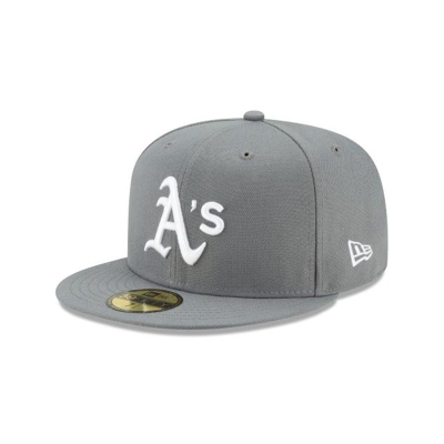 Grey Oakland Athletics Hat - New Era MLB Floral Undervisor 59FIFTY Fitted Caps USA9537046